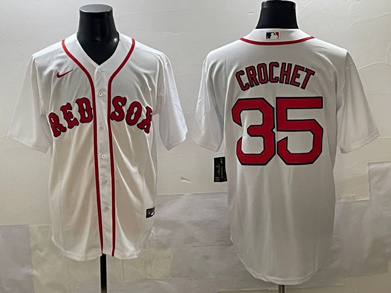 Men's Boston Red Sox Garrett Crochet #35 White Home Jersey